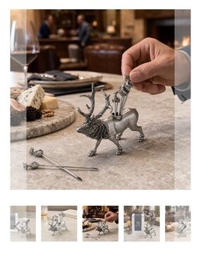 Vagabond House Pewter Elk Cheese Pick Stick Set